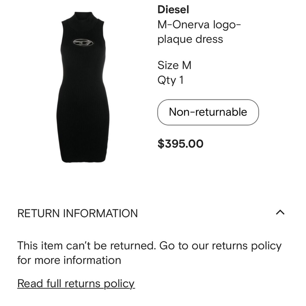 Super cute Diesel dress new season collection can fit medium and large NWT